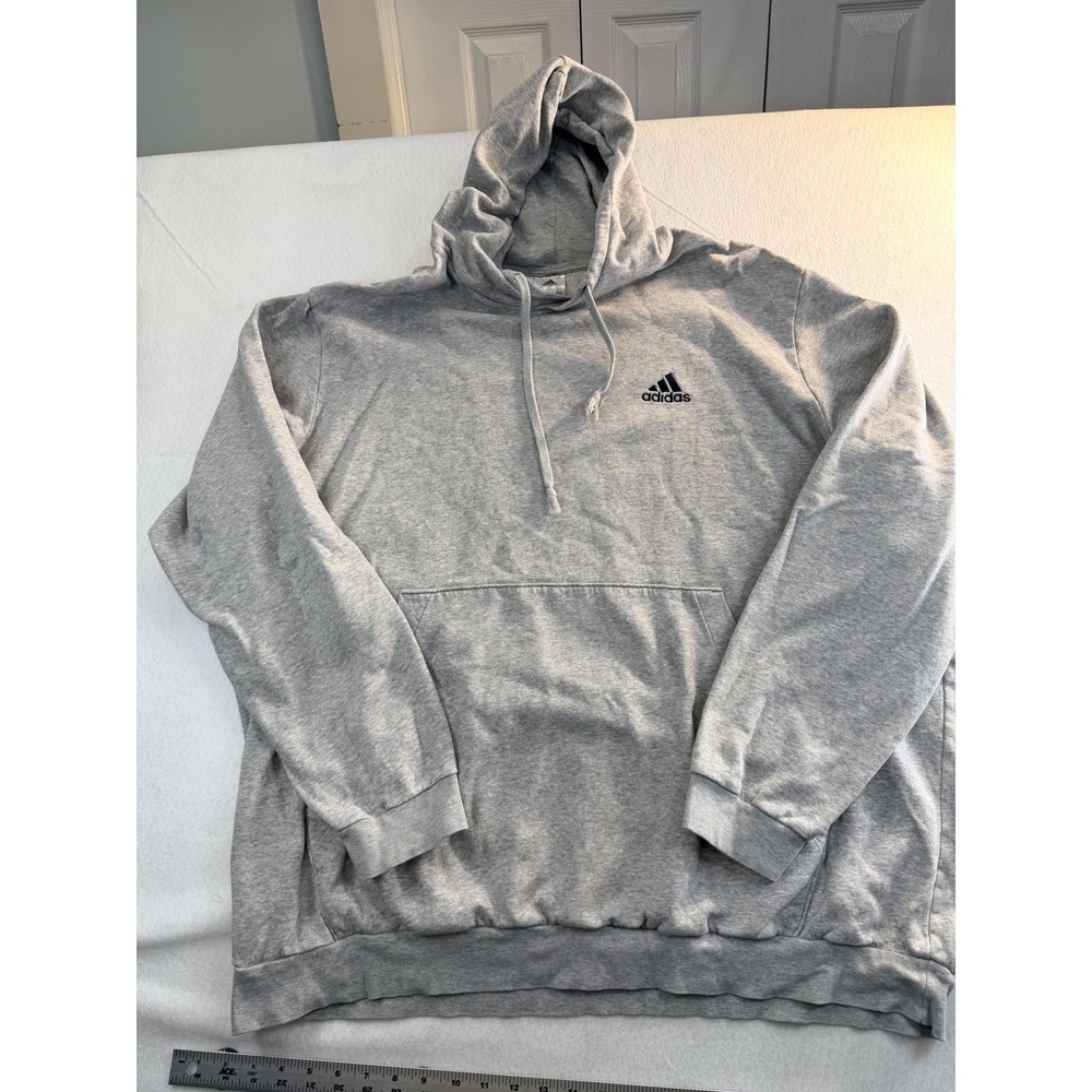 Adidas Men's 3XLT 3XL Tall Gray Pullover Fleece Hoodie Logo Sweatshirt